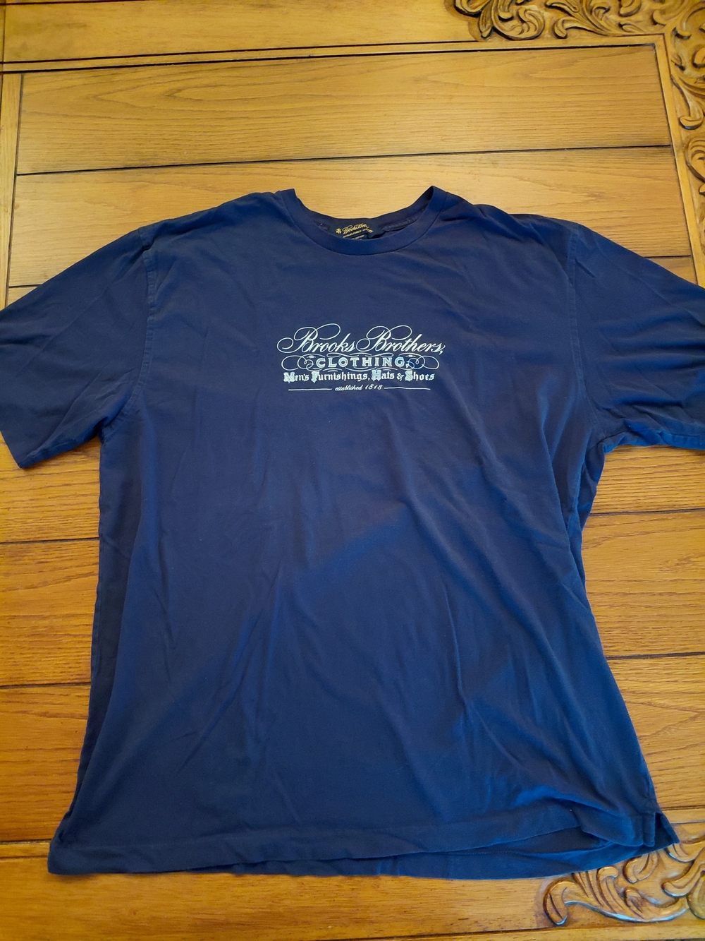 Brooks Brothers Men's Navy Script Logo Short Sleeve Tee